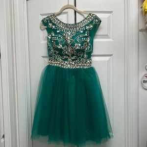 Emerald green sequin bodice party dress/ hoco/ Sz M
